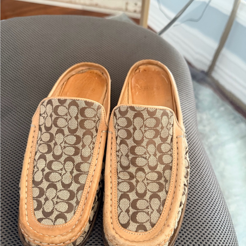 Coach Monogram Canvas Driving Loafers - Brown/Tan